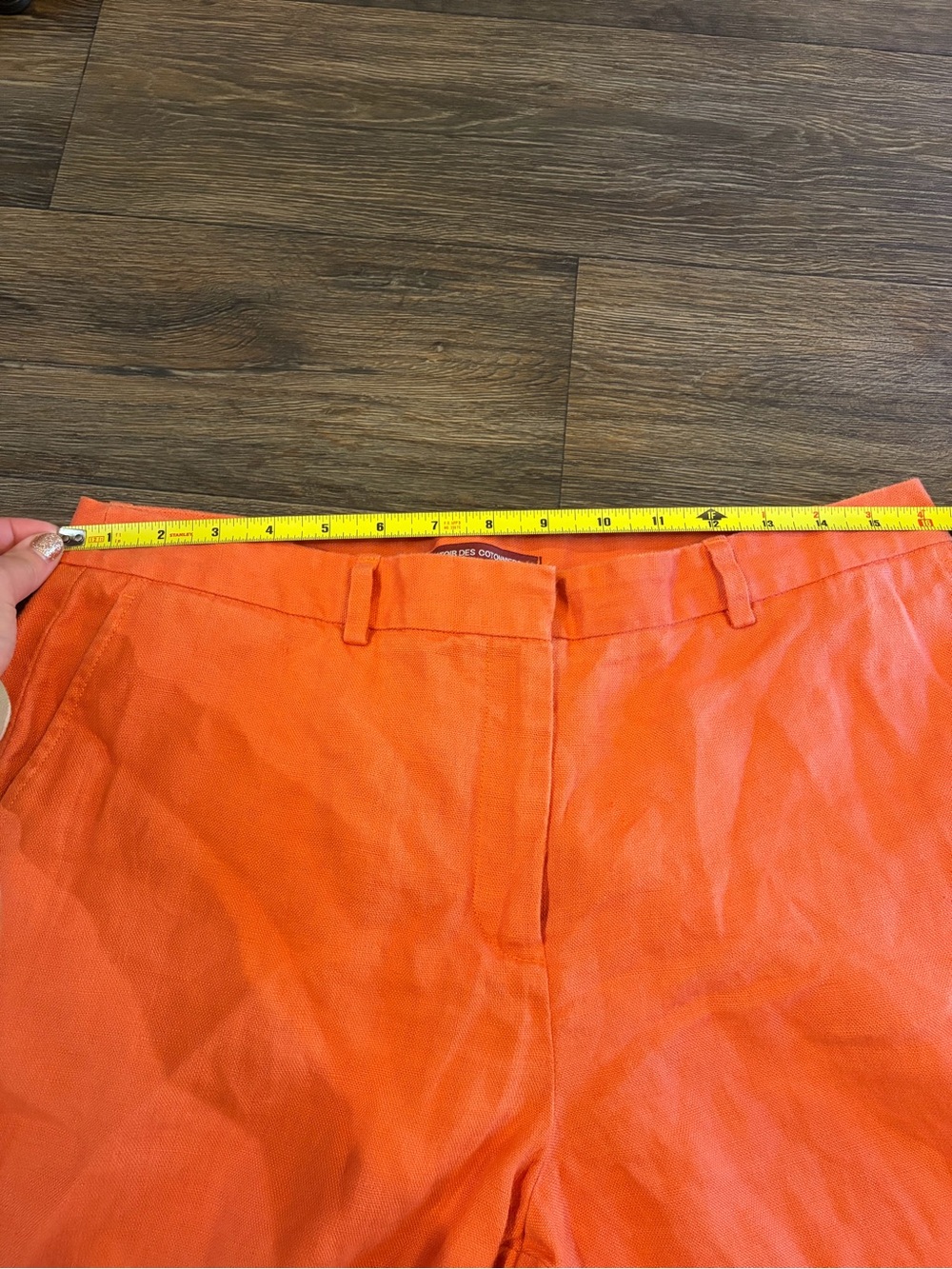 Women’s Comptoir Des Cotonniers 100% Linen Fall Orange Cropped Trousers Size M - Picture 7 of 9